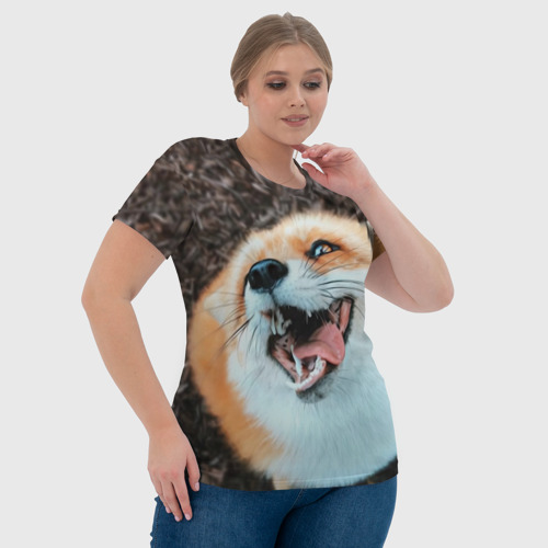 Женская футболка 3D Довольная лиса, цвет 3D печать - фото 6