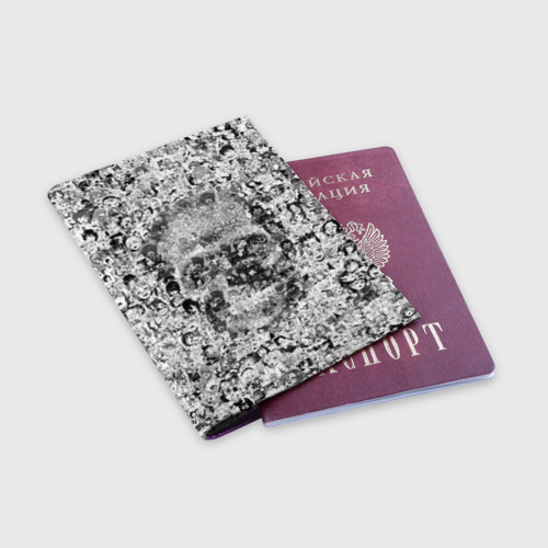 Обложка для паспорта матовая кожа Череп из ахегао, цвет фиолетовый - фото 3
