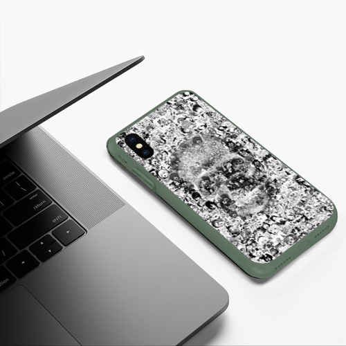 Чехол для iPhone XS Max матовый Череп из ахегао, цвет темно-зеленый - фото 5