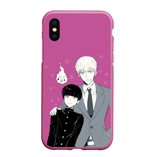 Чехол для iPhone XS Max матовый Mob Psycho 100, цвет малиновый