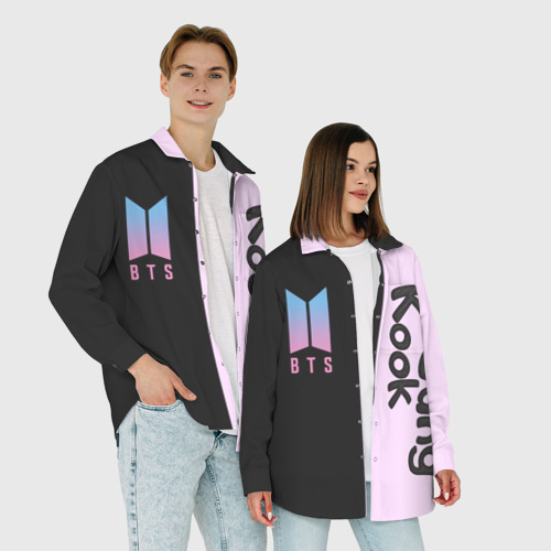 Мужская рубашка oversize 3D BTS Jung Kook, цвет белый - фото 6