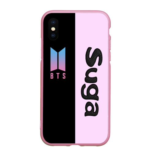 Чехол для iPhone XS Max матовый BTS Suga, цвет розовый