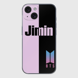 Чехол для iPhone 15 силиконовый с защитой камеры BTS Jimin