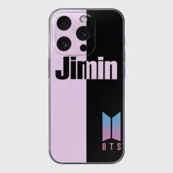 Чехол для iPhone 15 Pro силиконовый с защитой камеры BTS Jimin