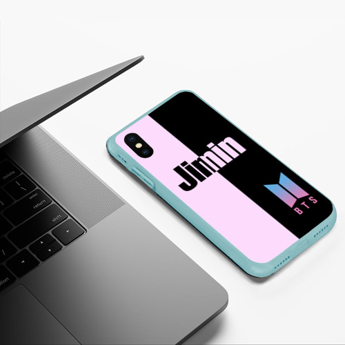 Чехол для iPhone XS Max матовый BTS Jimin, цвет мятный - фото 5