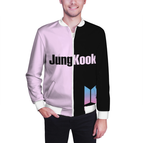 Мужской бомбер 3D BTS Jung Kook, цвет белый - фото 3