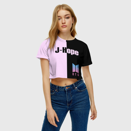 Женская футболка Crop-top 3D BTS J-hope, цвет 3D печать - фото 3