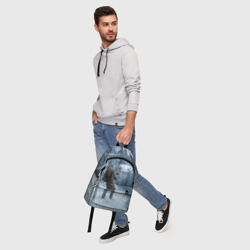 Рюкзак с принтом Метро Исход для любого человека, вид спереди №5. Цвет основы: белый