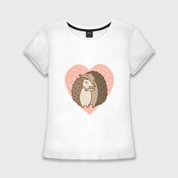 Женская футболка хлопок Slim Влюбленные   ёжики
