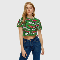 Женская футболка Crop-top 3D Good Sad frog - фото 2