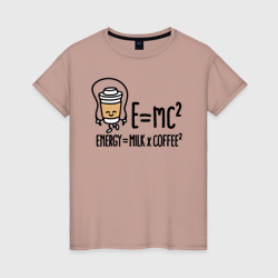 Женская футболка хлопок Энергия = молоко и кофе 2