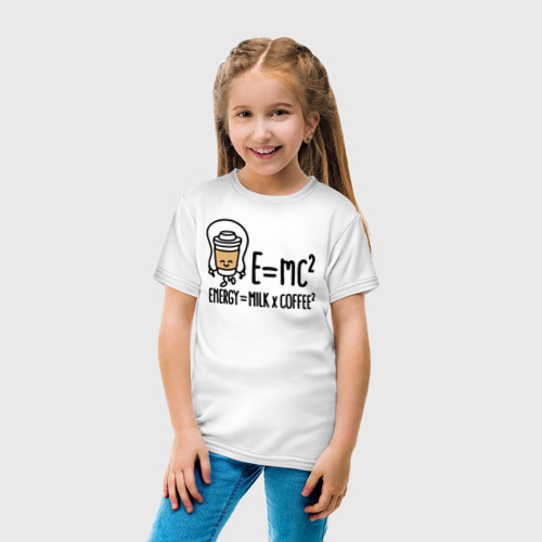 Детская футболка хлопок Энергия = молоко и кофе 2, цвет белый - фото 5