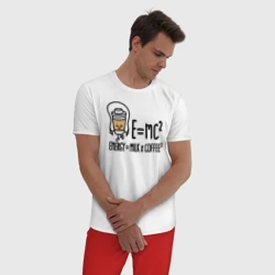 Мужская пижама с белой футболкой хлопок Энергия = молоко и кофе 2 - фото 2