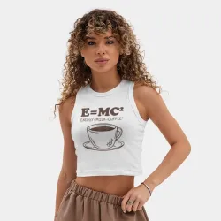 Женская укороченная майка-топ хлопок Energy = Milk and Coffee 2 - фото 2