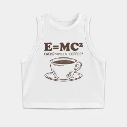 Женская укороченная майка-топ хлопок Energy = Milk and Coffee 2