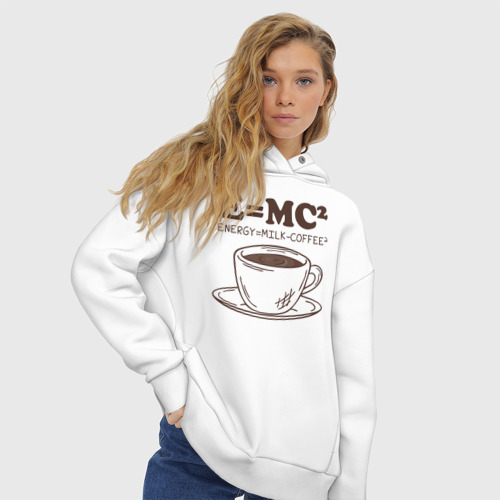 Женское худи Oversize хлопок Energy = Milk and Coffee 2, цвет белый - фото 4