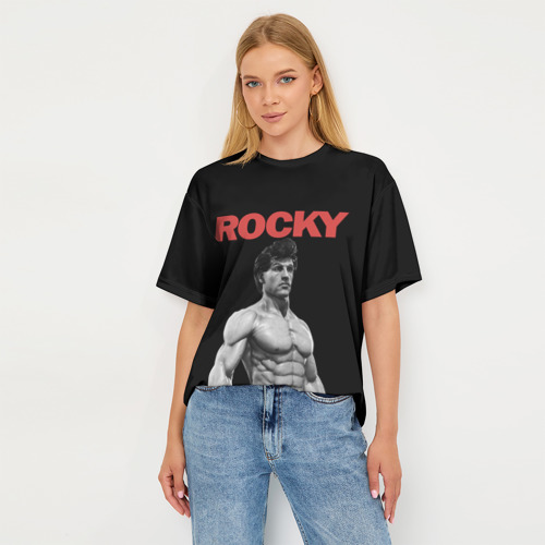 Женская футболка oversize 3D Rocky, цвет 3D печать - фото 5