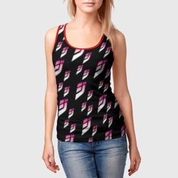 Женская майка 3D ДжоДжо паттерн розовые лого - фото 2