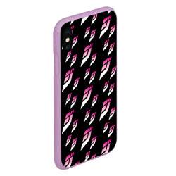 Чехол для iPhone XS Max матовый ДжоДжо паттерн розовые лого - фото 2