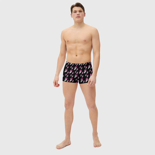 Мужские купальные плавки 3D ДжоДжо паттерн розовые лого, цвет 3D печать - фото 5