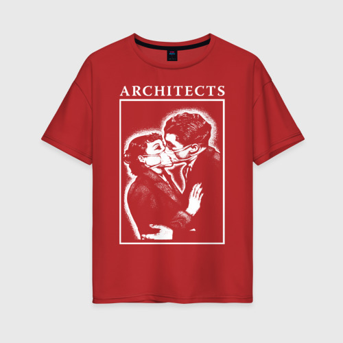 Женская футболка хлопок Oversize Architects, цвет красный