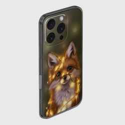 Чехол для iPhone 16 Pro силиконовый с защитой камеры Лисёнок и гирлянда - фото 2