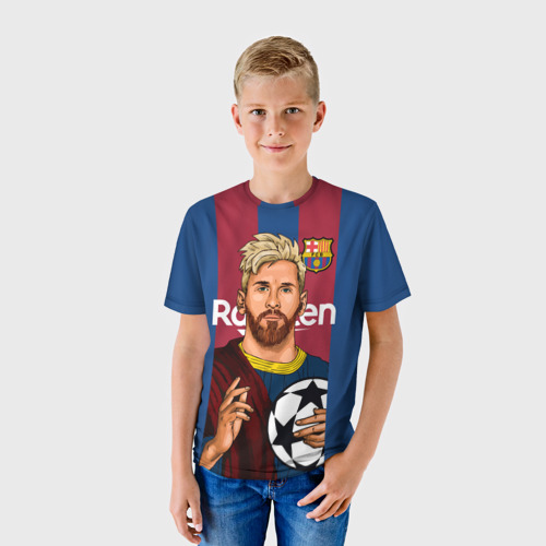 Детская футболка 3D с принтом Месси Бог, фото на моделе #1