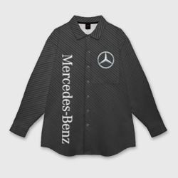 Женская рубашка oversize 3D Mercedes Benz carbon