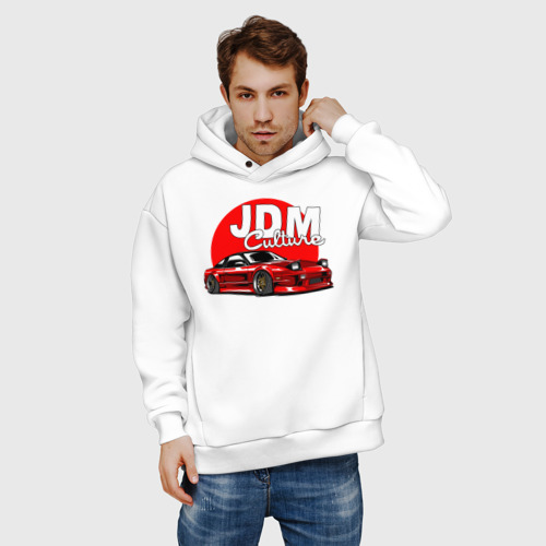 Мужское худи Oversize хлопок JDM Culture, цвет белый - фото 3