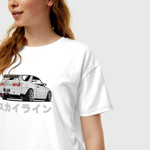 Женская футболка хлопок Oversize R32 Godzilla, цвет белый - фото 3