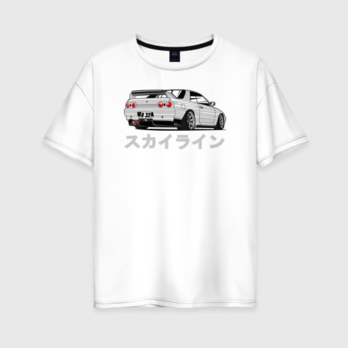 Женская футболка хлопок Oversize R32 Godzilla, цвет белый
