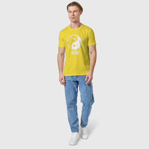 Мужская футболка хлопок Инь ян глитч, цвет желтый - фото 5