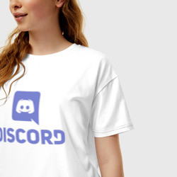 Женская футболка хлопок Oversize Discord - фото 2