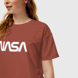 Женская футболка хлопок Oversize NASA glitch НАСА глитч - фото 2