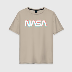 NASA glitch НАСА глитч – Женская футболка хлопок Oversize с принтом купить со скидкой в -16%