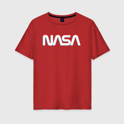 Женская футболка хлопок Oversize NASA glitch НАСА глитч