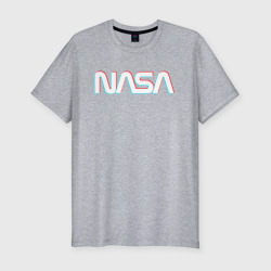 Мужская футболка хлопок Slim NASA glitch НАСА глитч