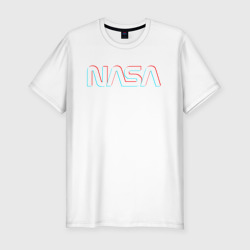 Мужская футболка хлопок Slim NASA glitch НАСА глитч