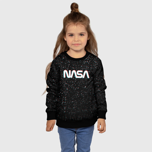 Детский свитшот 3D с принтом NASA GLITCH SPACE, фото #4