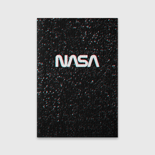 Обложка для паспорта матовая кожа NASA glitch space НАСА глитч космос, цвет черный