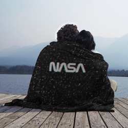 Плед с принтом NASA glitch space НАСА глитч космос для любого человека, вид спереди №3. Цвет основы: 3d (велсофт)