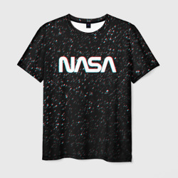 Мужская футболка 3D NASA glitch space НАСА глитч космос