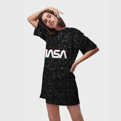Платье-футболка 3D NASA glitch space НАСА глитч космос - фото 2