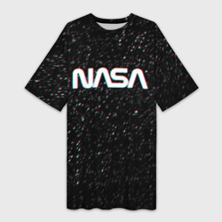 Платье-футболка 3D NASA glitch space НАСА глитч космос