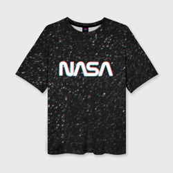 Женская футболка oversize 3D NASA glitch space НАСА глитч космос
