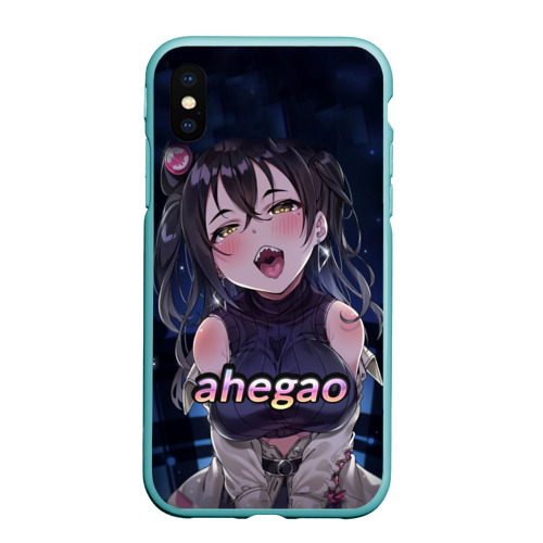 Чехол для iPhone XS Max матовый Brunette ahegao, цвет мятный