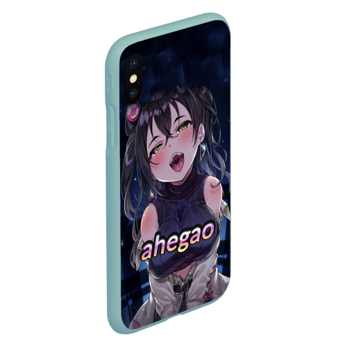 Чехол для iPhone XS Max матовый Brunette ahegao, цвет мятный - фото 3