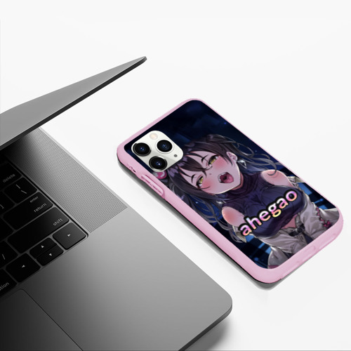 Чехол для iPhone 11 Pro Max матовый Brunette ahegao, цвет розовый - фото 5