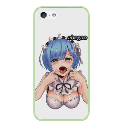 Чехол для iPhone 5/5S матовый Ahegao, цвет салатовый