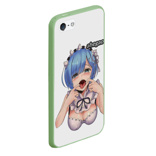 Чехол для iPhone 5/5S матовый Ahegao, цвет салатовый - фото 3